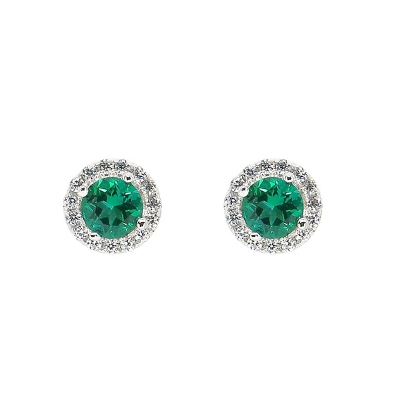 New! Anna Zuckerman 2ctw. Simulated Emerald Stud Earrings - Picture 1 of 5